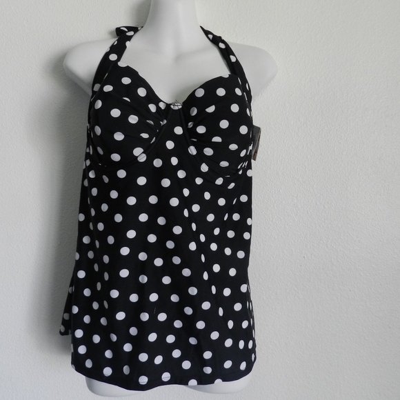 Tankini top, b/w polka dot NWT - Picture 2 of 6